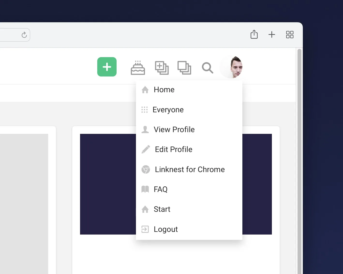 The main navigation menu